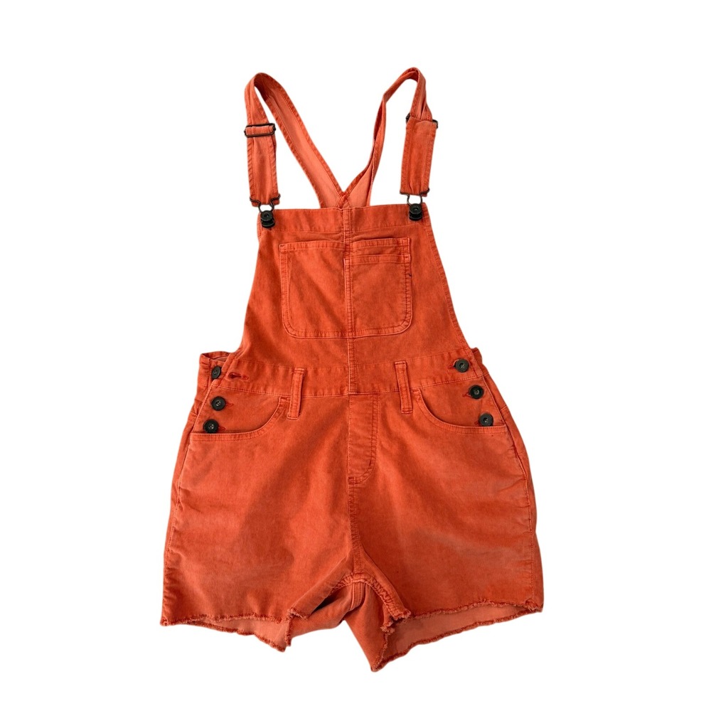 Carve Designs Jason Overall Short Coral Orange Corduroy Bib Overalls Womens 0